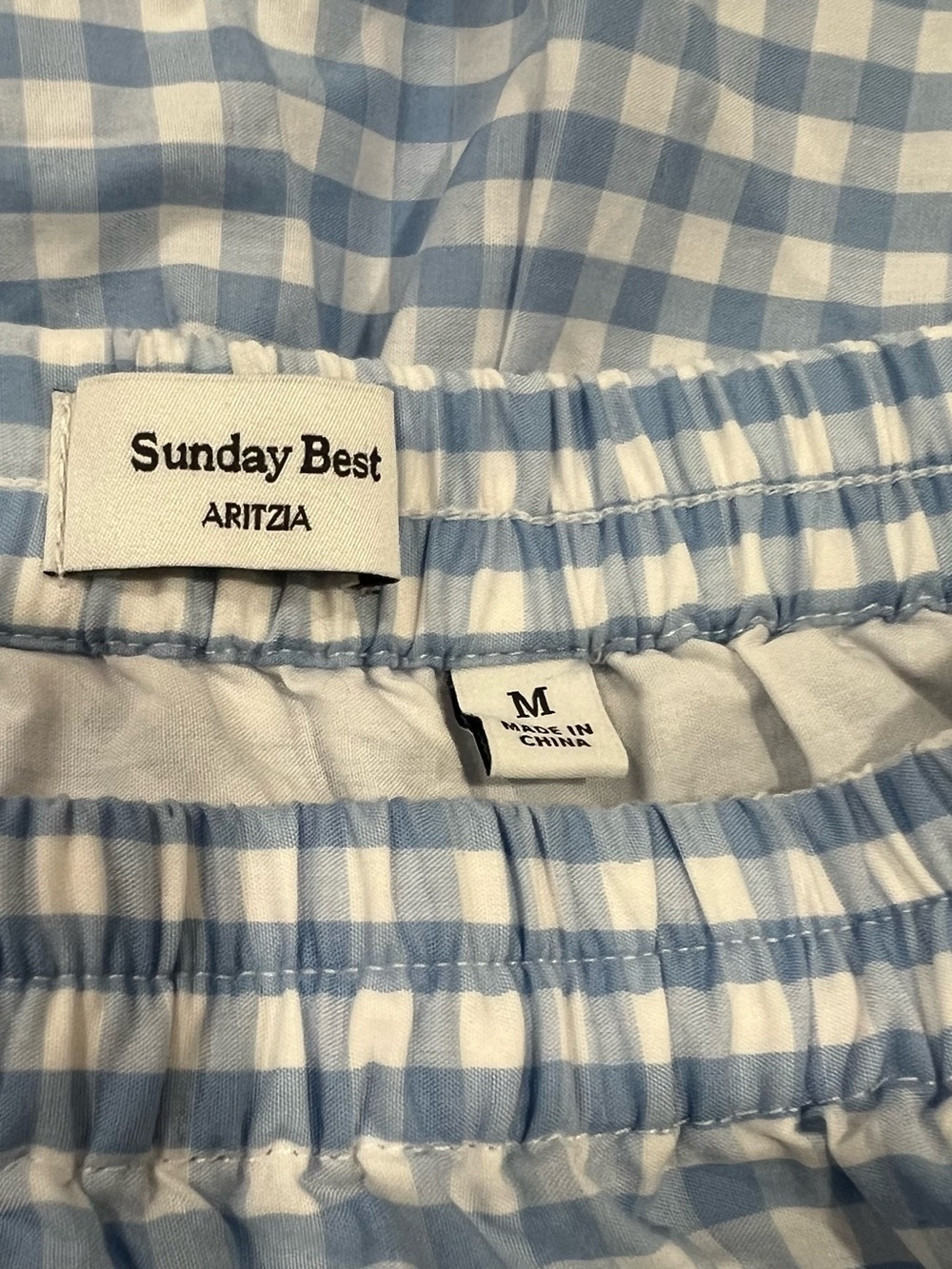 Aritzia Sunday Best Women's Light Blue Gingham Tiered Maxi Skirt - Picture 7 of 10